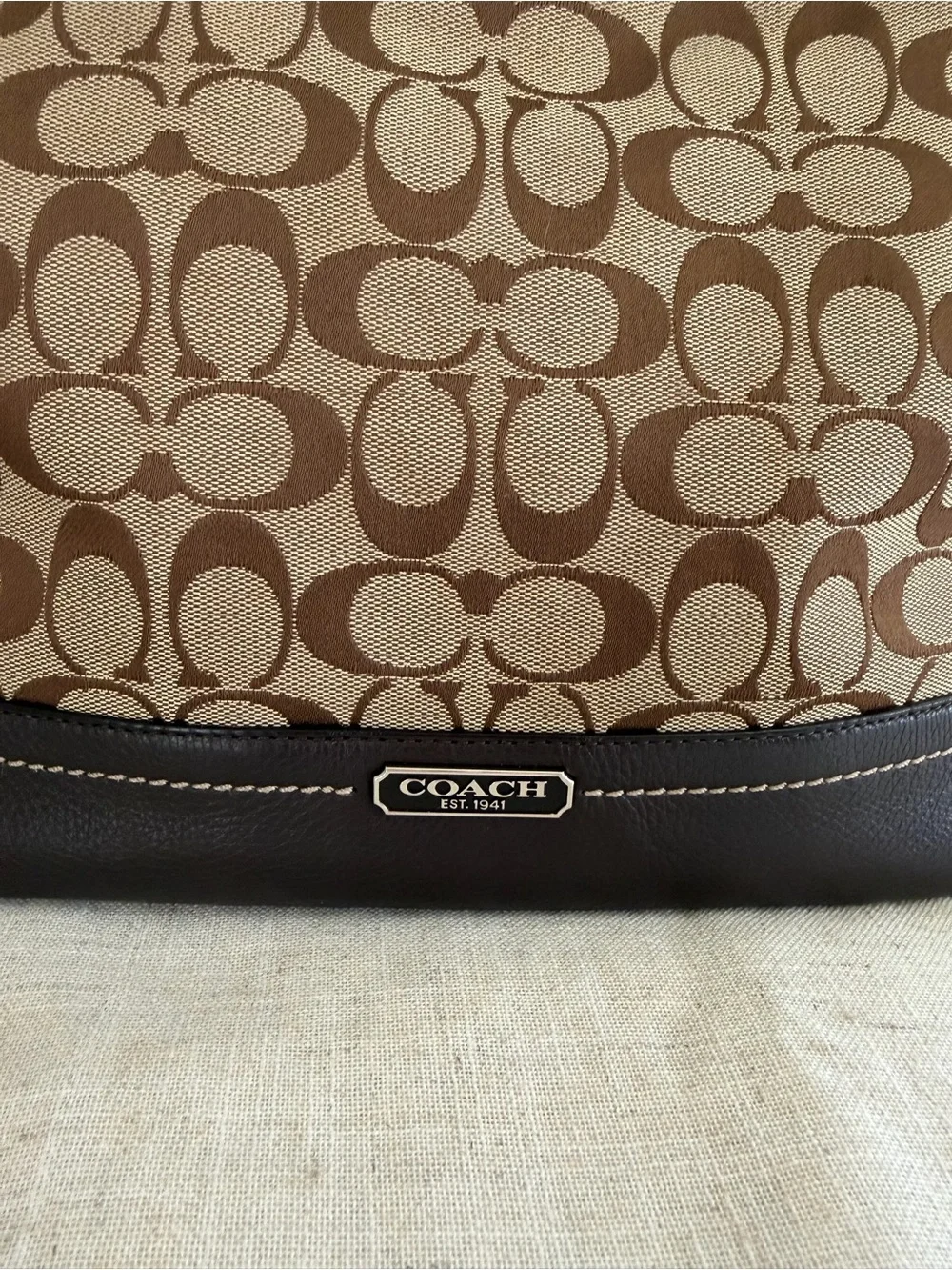 Coach Brown Signature Carrie Leather Tote - Picture 2 of 15